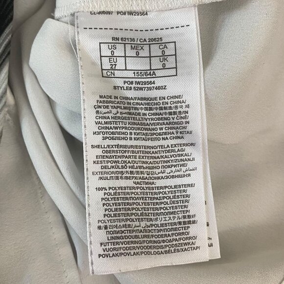 Marciano Tie-Waist Romper White/Black Abstract Print Roll-Tab Sleeves Size 0 - Picture 11 of 13